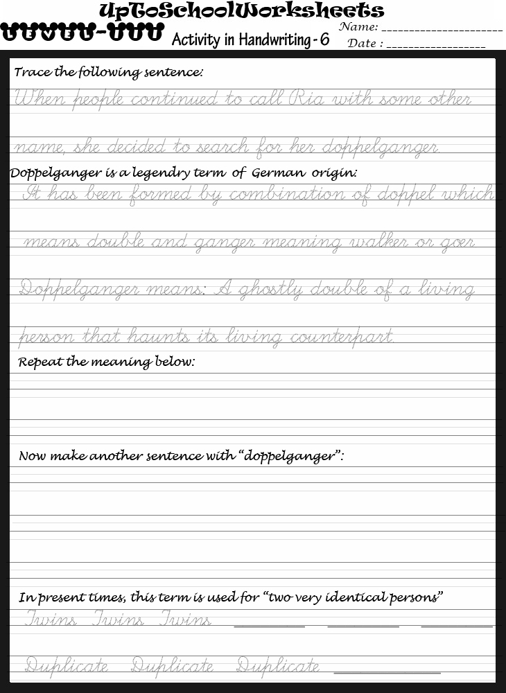 Handwriting Worksheets For Preschools, Playschools and After Schools